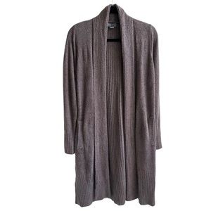 Barefoot Dreams Cozychic Lite Petite Catalina Long Open Cardigan In Ash Brown M
